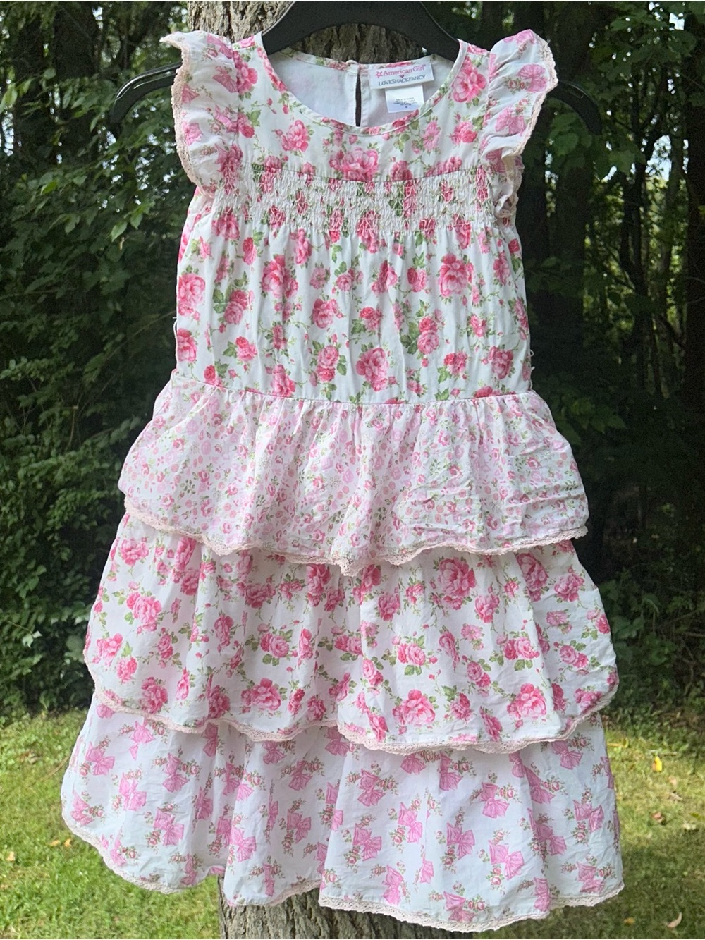 LoveShackFancy x American Girl Kids Garden Party Pink Floral Tiered Dress